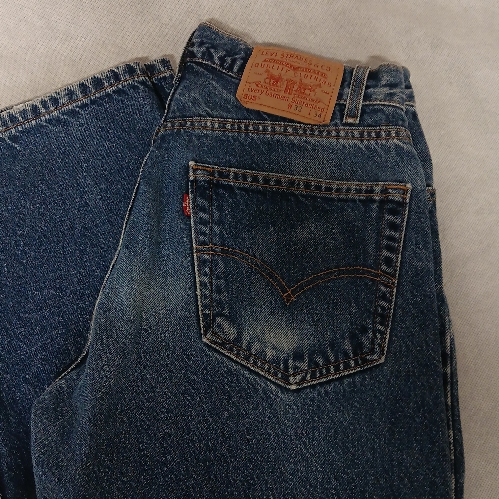 Levi's 505 Blue Jeans 33x34 Medium Wash Straight Leg